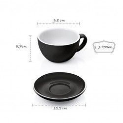 CAPPUCCINO Set (Cup&Saucer) [BARISTA LINE] BLACK Porcelain