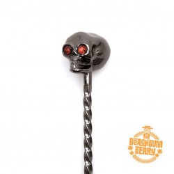 Lingura Bar TIKI 33cm cu CRANIU NEGRU GunMETAL [Cocktail KINGDOM] Bar Spoon