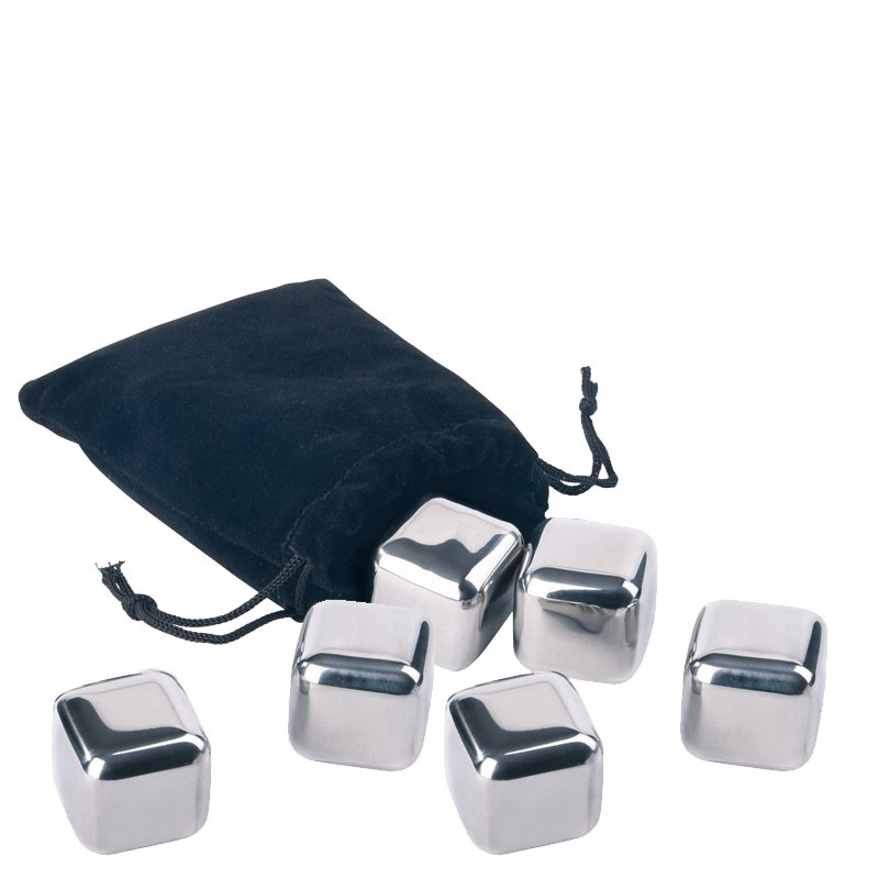 Set of 6 Stainless Steel Reusable Cooler Cubes [HAODI] Whiskey Rocks