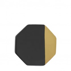 GOLD plated Octagon BLACK Coaster - ROYAL DOUBLE