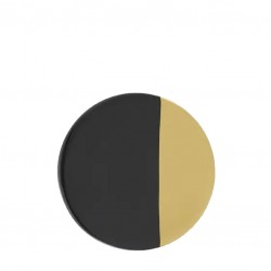 GOLD plated Round BLACK Coaster - ROYAL DOUBLE